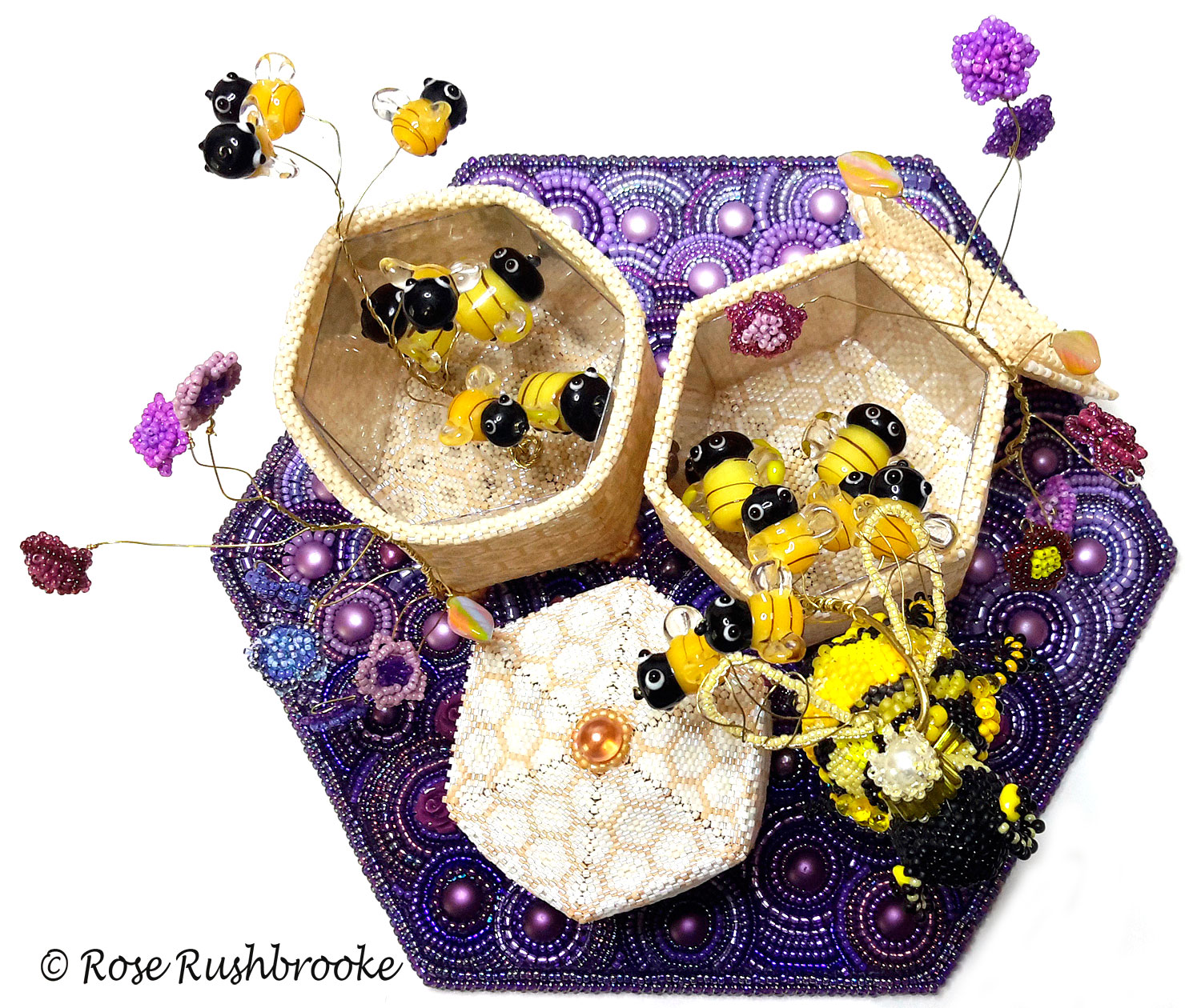 Overhead view of Queen Bee and Swarm. Image copyright &copy; Rose Rushbrooke.