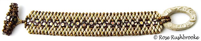 Stone Tile and superduo bracelet with hand made ceramic clasp. Image copyright &copy; Rose C Rushbrooke.