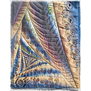Rabbit Hole - fractal quilt by Rose Rushbrooke. Hand stitched - silk fabric. Image copyright © Rose Rushbrooke.