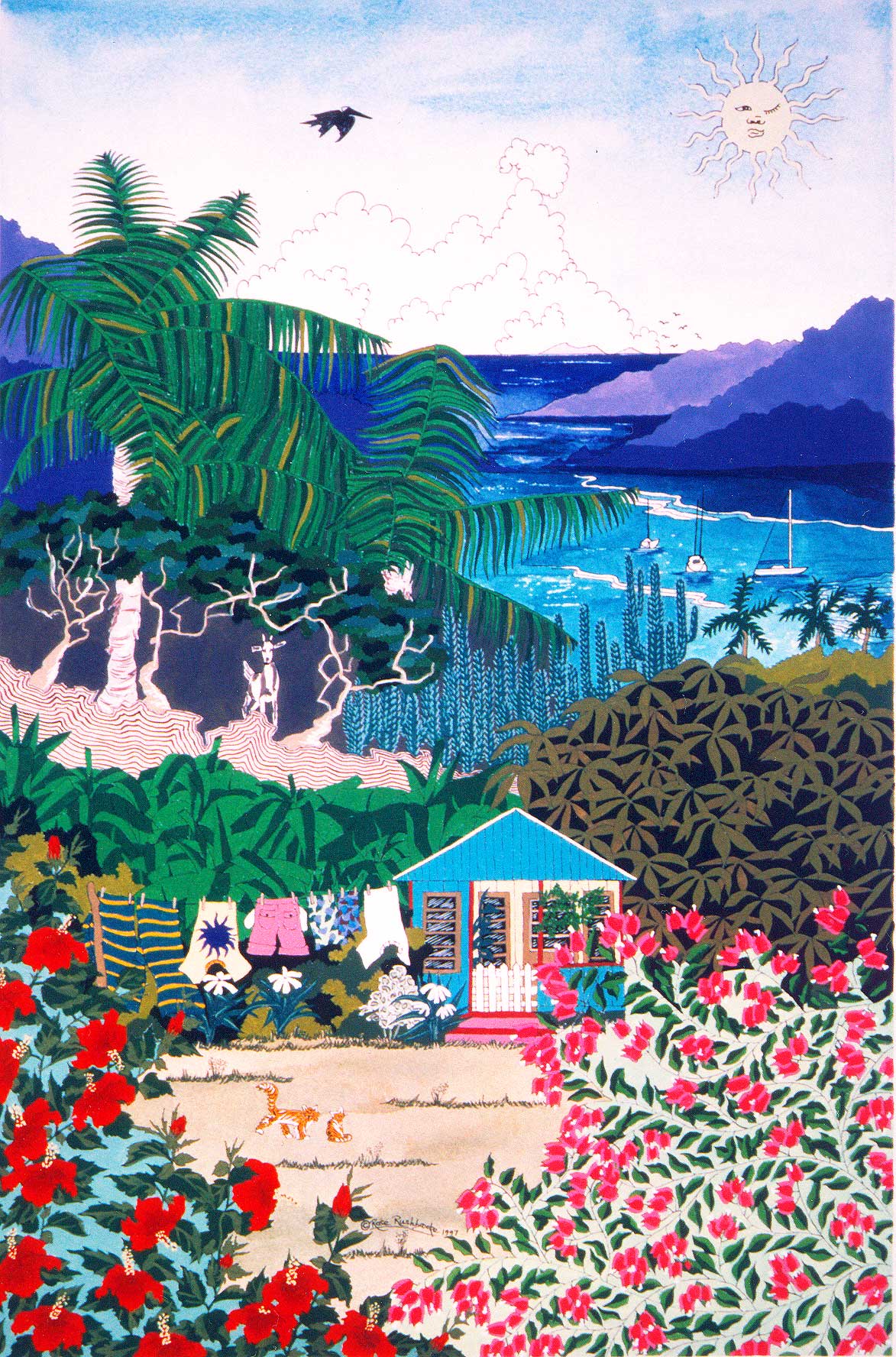 Caribbean Pepperpot - gouache and ink painting by Rose Rushbrooke. Image copyright © Rose Rushbrooke.