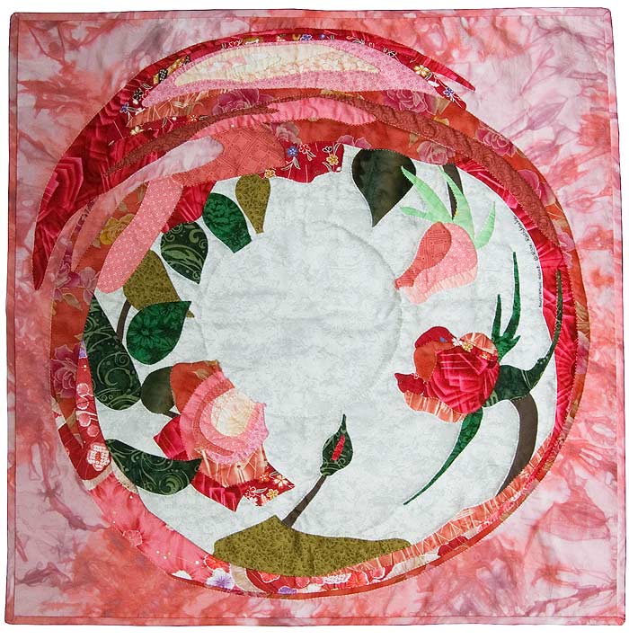 Anamorphic Roses - morphed rose bunch with clear center for mirror. Image copyright &copy; Rose Rushbrooke.