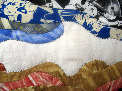 Detail 4 of The Cliffs of Progress - fractal quilt by Rose Rushbrooke. Image copyright &copy; Rose Rushbrooke.