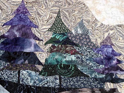 Detail 2 Dock Over Mocassin Lake  - quilt by Rose Rushbrooke. Image copyright &copy; Rose Rushbrooke.