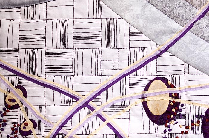 Fractal Ribbons - detail 1 of fractal art quilt by Rose Rushbrooke. Image copyright &copy; Rose Rushbrooke.