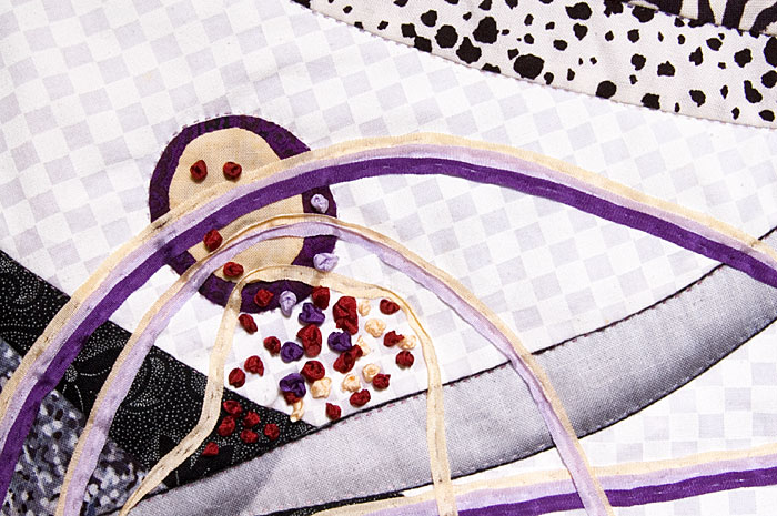 Fractal Ribbons - detail 1 of fractal art quilt by Rose Rushbrooke. Image copyright &copy; Rose Rushbrooke.