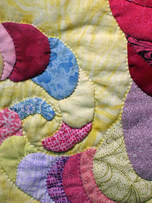 Detail 4 from Les Folies Bergere - fractal quilt by Rose Rushbrooke. Image copyright &copy; Rose Rushbrooke.