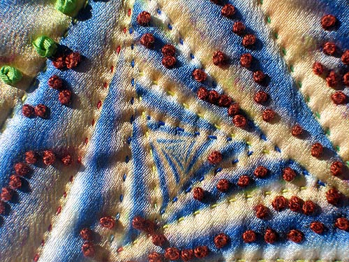 Detail 2 from Rabbit Hole - fractal quilt by Rose Rushbrooke. Image copyright &copy; Rose Rushbrooke.