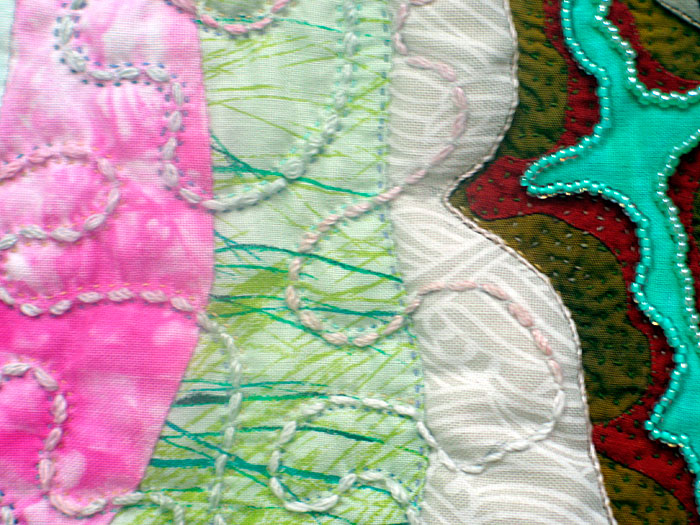 Detail 3 from River Fish - fractal quilt by Rose Rushbrooke. Image copyright &copy; Rose Rushbrooke.