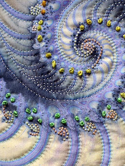 Detail from Royal Crustacean - fractal quilt by Rose Rushbrooke. Image copyright &copy; Rose Rushbrooke.