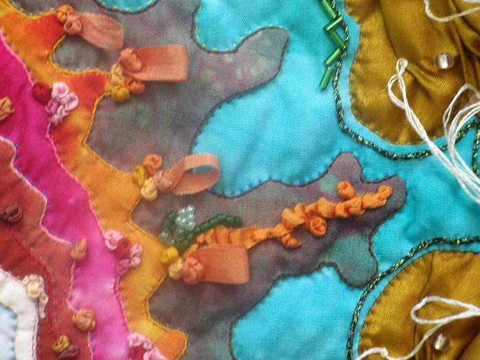 Detail 2 Summer Haze aka Volcanic Pizza  - fractal quilt by Rose Rushbrooke. Image copyright &copy; Rose Rushbrooke.